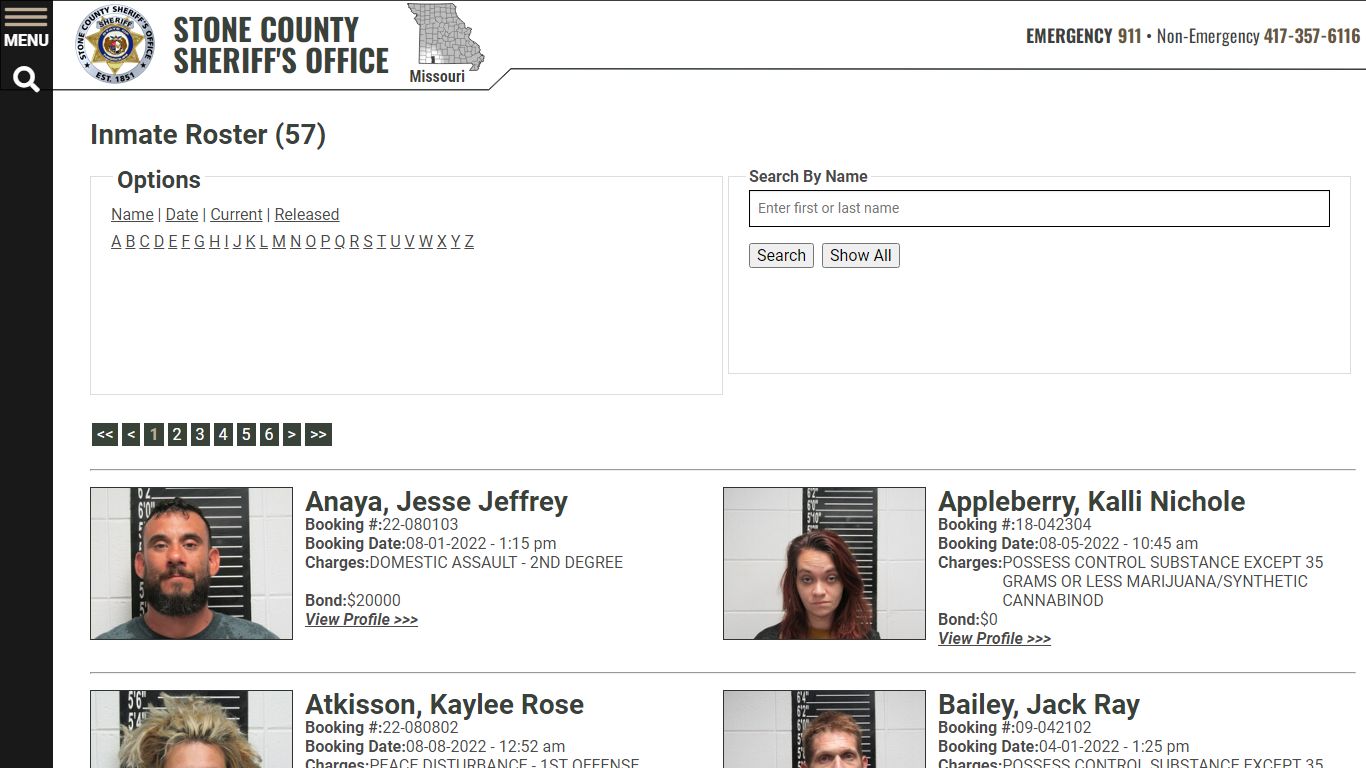 Inmate Roster - Current Inmates - Stone County Sheriff MO